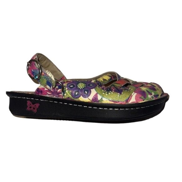 Alegria Artsy Mules FRE-525 Freesia Mary Jane Clogs Multicolor Floral EU 37 US - Picture 1 of 5